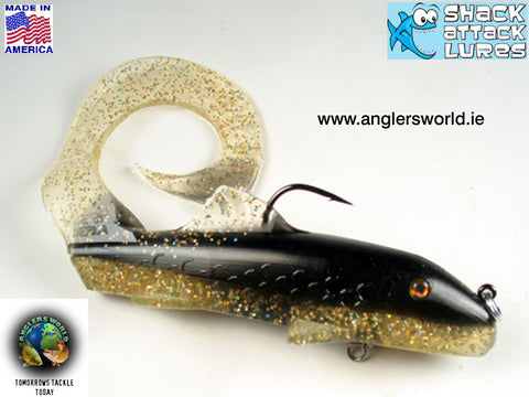Shack Attack Curly Sue Softbait - Black & Gold Gllitter - BLOWOUT  SAVE 50%