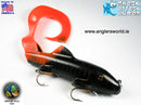 Shack Attack Curly Sue Softbait - Black & Orange Tail - BLOWOUT SAVE 50%