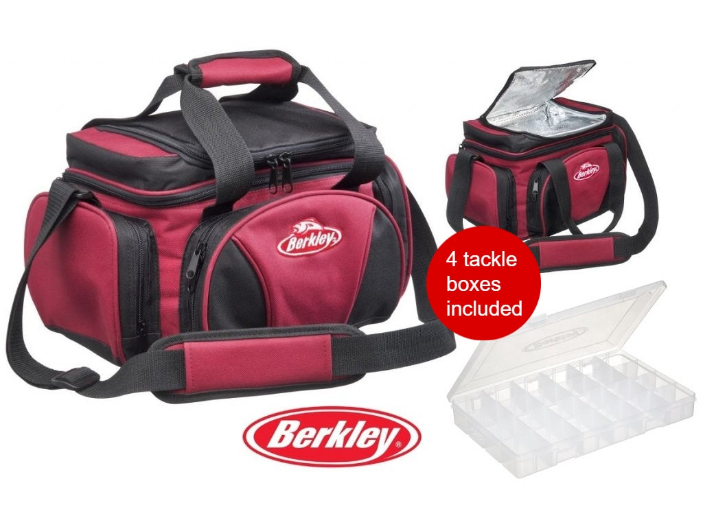 Berkley System Bag + 4 Tackle Boxes + Cooler Top