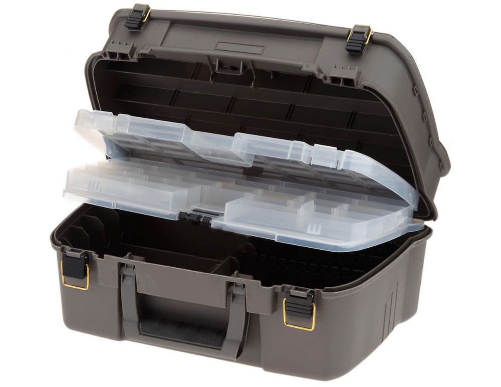 PLANO Two-Tier Satchel, Dubbelzijdige Tackle Box, Visuitrusting Opbergdoos, compacte tackle box, tas, perfect om kunstaas, hardbaits, softbaits andere visgerei op te bergen PLANO Two-Tier Satchel, Dubbelzijdige Tackle Box, Visuitrusting Opbergdoos, compacte tackle box, tas, perfect om kunstaas, hardbaits, softbaits andere visgerei op te bergen